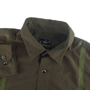 Roper‎ Mens XL Green Pearl Button Long Sleeve Polyester Embroidered Shirt
